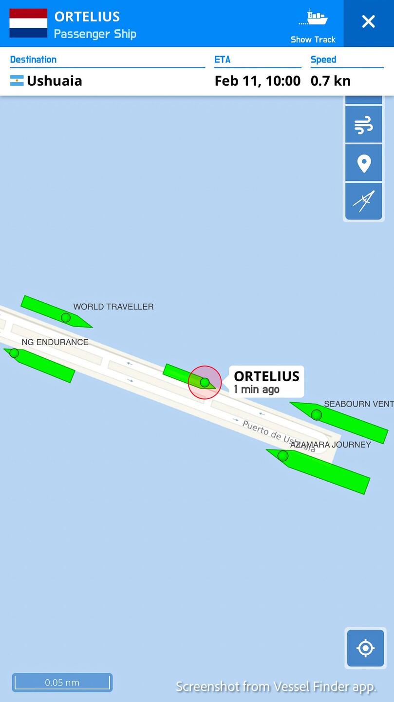 Ortelius snug in its berth! — Ushuaia, Argentina.
