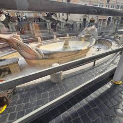 Here is the fountain under repairs at the Spanish Steps.