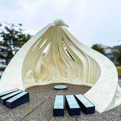 A monument to the ancients, the pioneers, and the settlers — Ushuaia, Argentina.