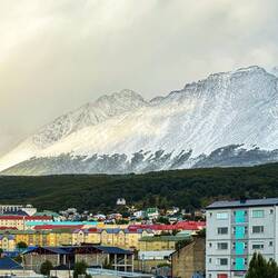 The major snow event stayed in the mountains to frost the peaks — Ushuaia, Argentina.