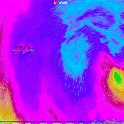 What the Windy app is suggesting that we will be encountering as we head to South Georgia Island.