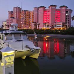The floating docks and big boats give us some wind and wave protection