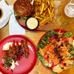 Post hike meal at Shining Peak Brewery