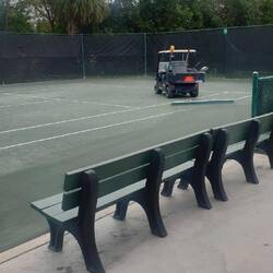 Wiping the tennis court in American
