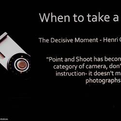 Good advice from Sara's photography presentation.