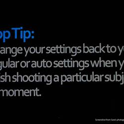 Good advice from Sara's photography presentation.