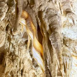 Ribbon stalactite formed from water running along the edge