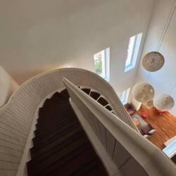 The hotel staircase is spectacular