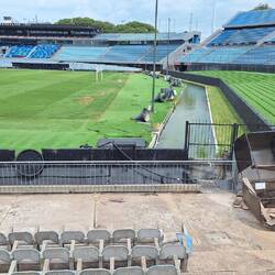 Moats at each end of the pitch, in case the fans manged to get over the fences.