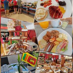 Frühstück im Hotel, links oben ein begehbarer Kühlschrank 😉