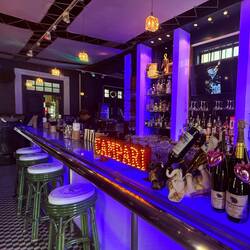 Even the bar screamed blue as we walked into the restaurant