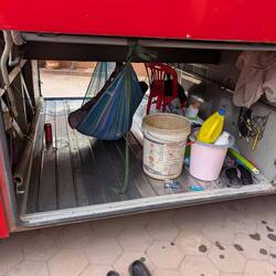 Hammocks everywhere. This one in the hold of bus!