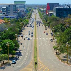 Blick von oben über die "Champs Elisée" zum Präsidentenpalast