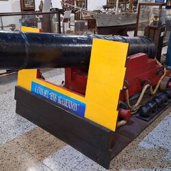 A cannon from HMS Agamemnon, one of the ships at Trafalgar, it sank in the River Plate in a storm.
