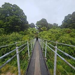 Il pleut tellement que seuls les ponts suspendus laissent un peu de perspective pour faire une photo