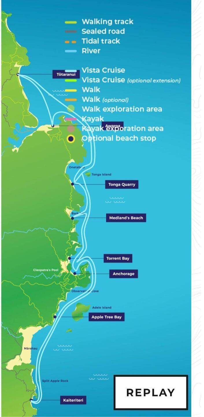 This is the ferry map of the dropoff points where any number of hikes can start.