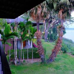 Ankunft in unserer Lodge zum Sonnenuntergang am Mekong