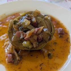 3. Vorspeise Artischocke - Hauptgericht Schweinebäckchen habe ich vergessen zu fotografieren