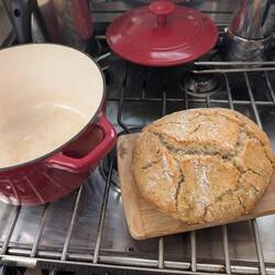 We ran out of bread, so I baked a loaf. Excellent!