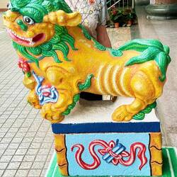 Robin with her friendly Dragon near Indian temple