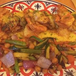 My tasty meal of prawn and chicken espetada