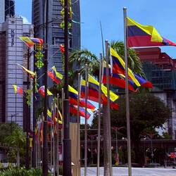 The colorful flags make Independence Square very festive