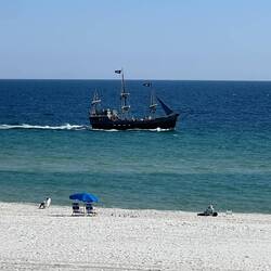 Pirate Ship going by behind the condo.