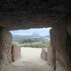 View from entrance of rock where summer solstice sun rises
