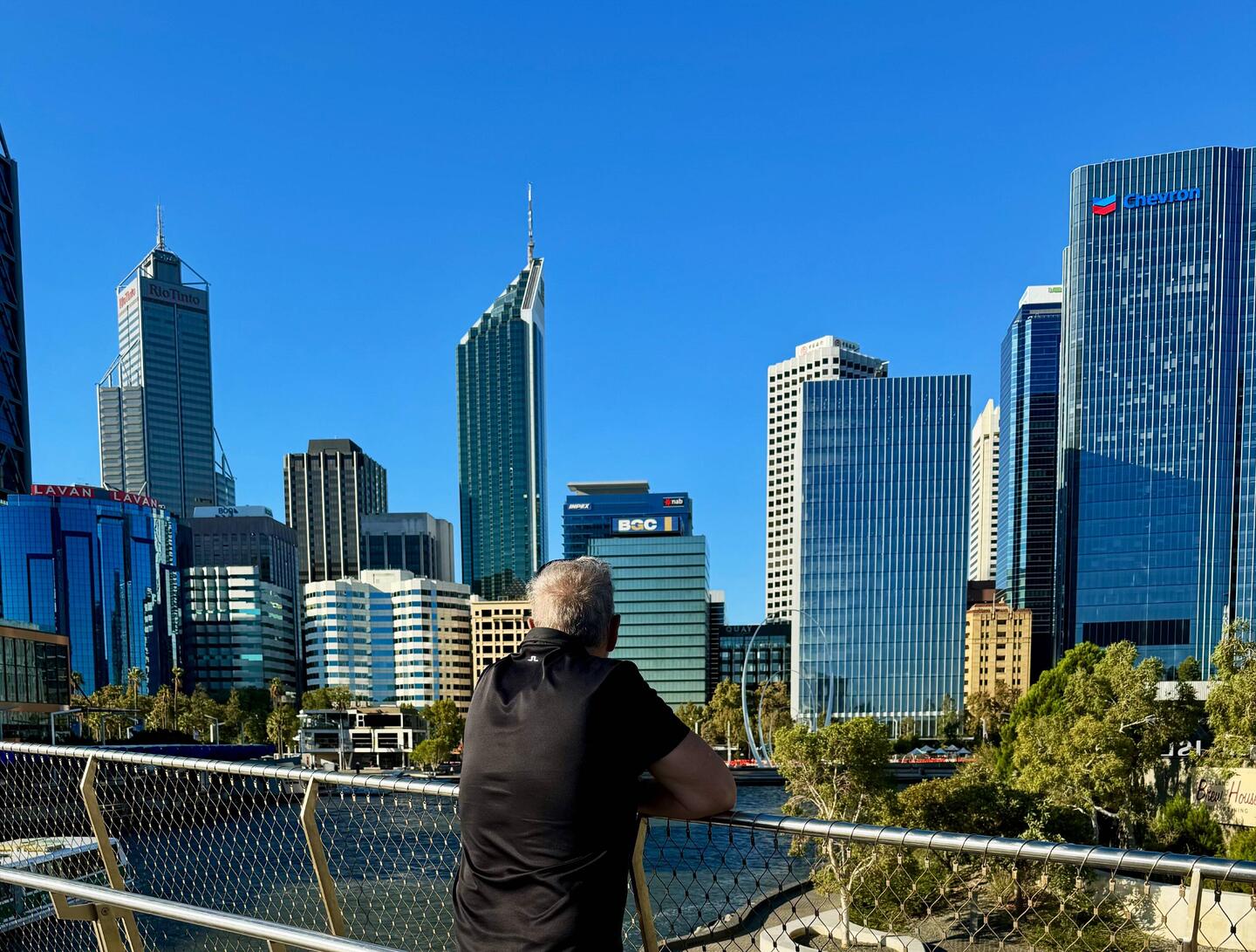 Letzter Blick auf die Skyline von Perth