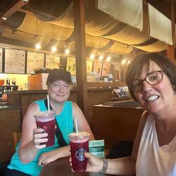 Starbucks iced tea reward after a great beach boardwalk bike ride