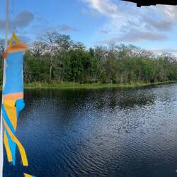 Anchored at the south end of the Hontoon Dead River this evening.