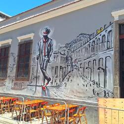 A mural of the street itself.