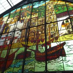 Stained glass window in market