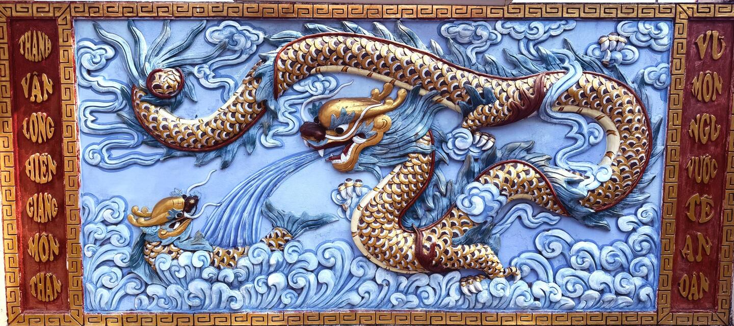 The wall mural at the whale temple