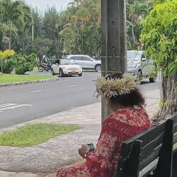 A senior Rarotonga lady resting in the shade