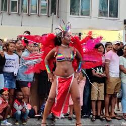 Brazilian-style samba dancers shake it for the crowds