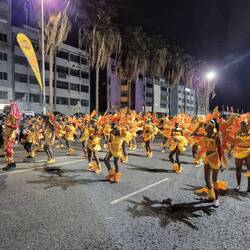 A crowd of orange children