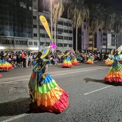 Rainbow skirted dancers in Act II