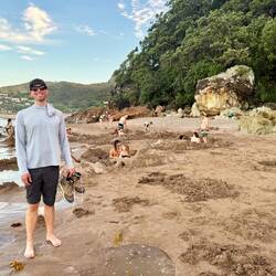 Chris enjoying hot water beach