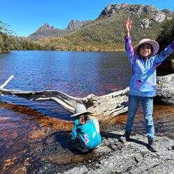 Must touch the water! Dove Lake & Cradle mountain peaks in the background