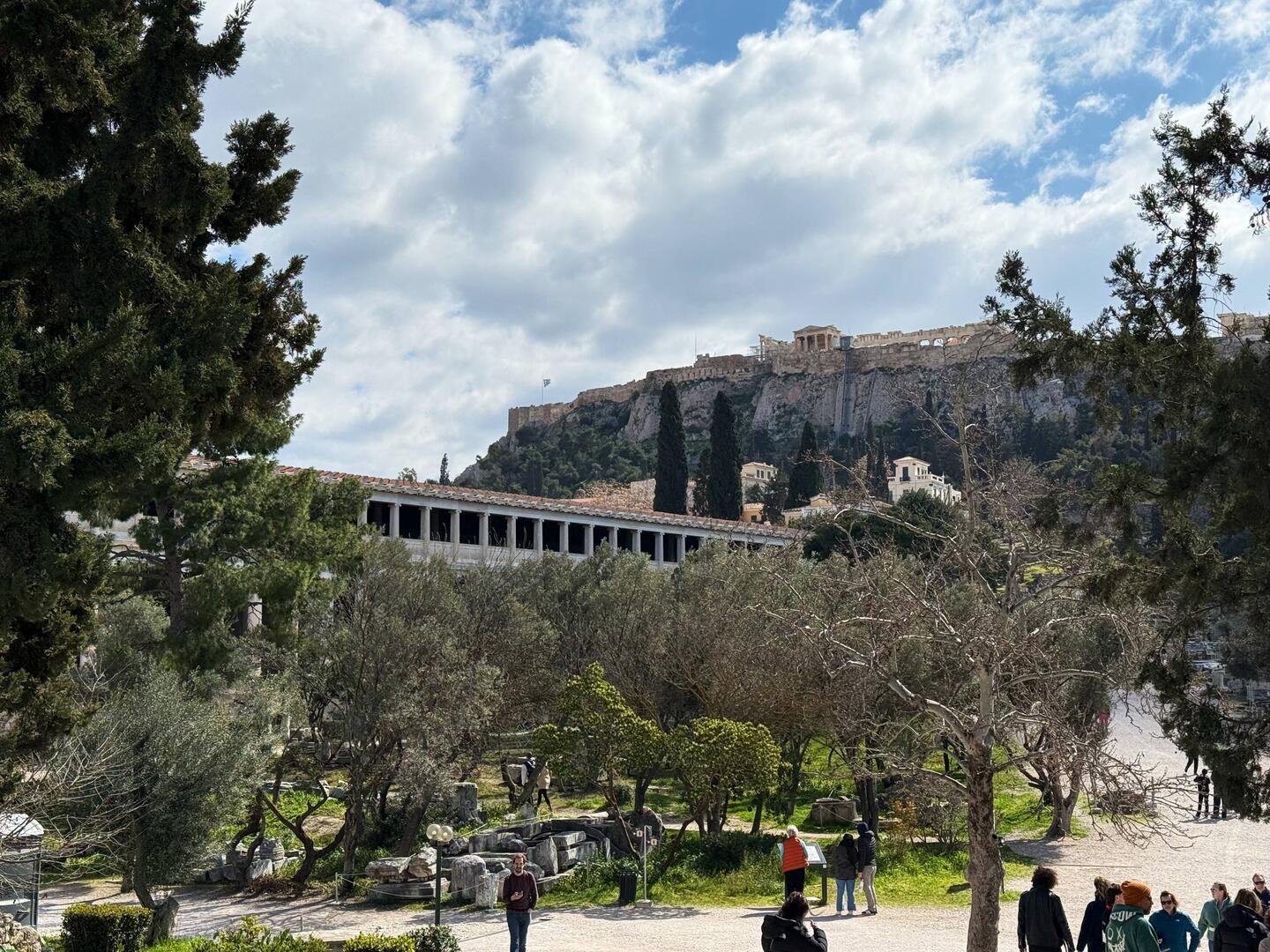 View of the agora marketplace and Acropolis in the distance