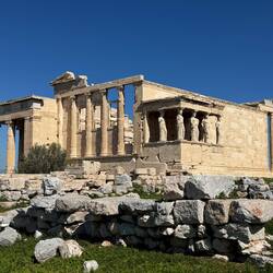 Famous caryatids on one of the temples (copies as originals are in a museum)