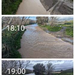 Der Fluss schwillt nach dem Regen an, Zeitkonstante 3h (geschätzt)
