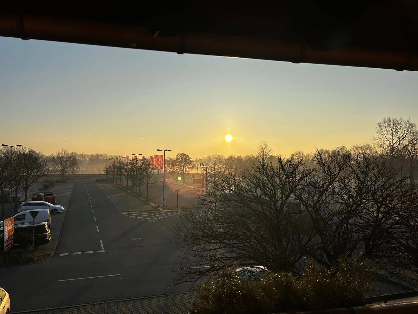 Unser Blick aus dem Fenster am Morgen