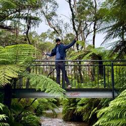 Chris crossing over the river
