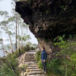 Chris finding us another hiding spot from the downpour
