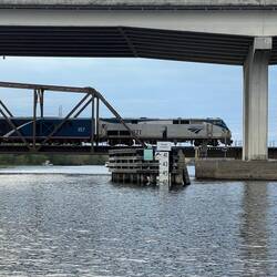 Lake Monroe RR bridge with train out of Sanford on it.