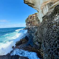 The coastal walk was lined with interesting stone formations carved by the ocean