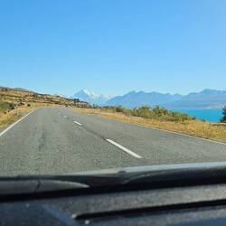 Our drive hugged Lake Pukaki while still keeping Aoraki in a distant view.