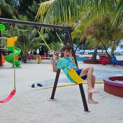 We had a few minutes before our boat left Gulhi, so the boys took advantage of this playground.